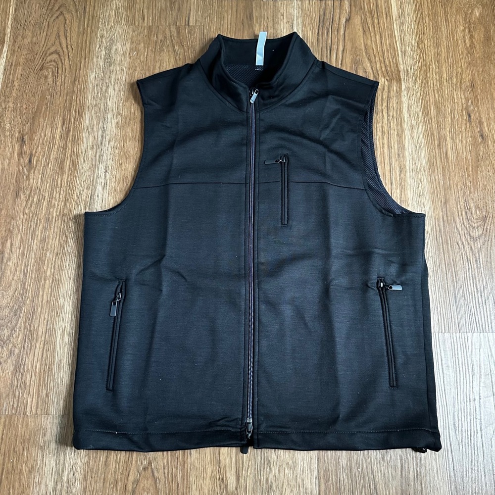 Samuelsohn Vue Knit Vest Mens 42 Black Excellent Super 120s Italian Wool Zip Up